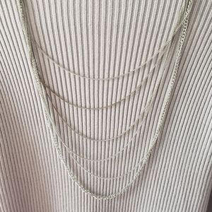 Multilayered dainty silver chain necklace